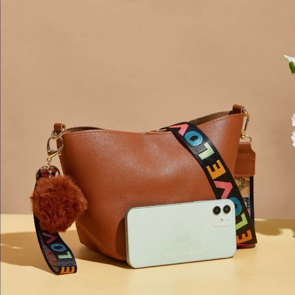 Pom Pom Charm Bucket Bag